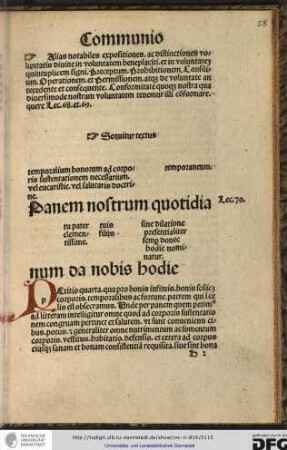 Petitio quarta, qua pro bonis infimis, bonis scilicet corporis, temporalibus ac fortune patrem qui in celis est obsecramus.