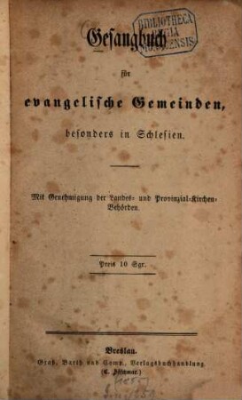 Gesangbuch für evangelische Gemeinden, besonders in Schlesien