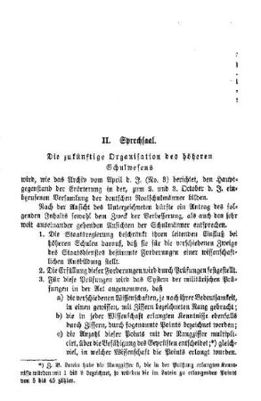 Die künftige Organisation des höhere Schulwesens: Sprechsaal