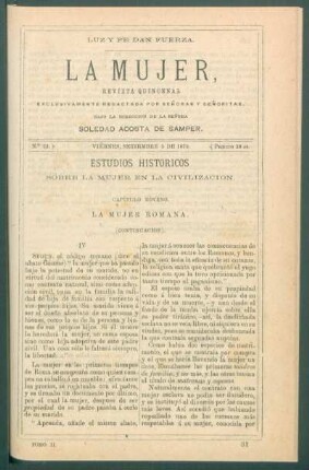 Estudios históricos sobre la mujer en la civilización. (Continuación). : Capítulo noveno. La mujer romana. [Continuación]
