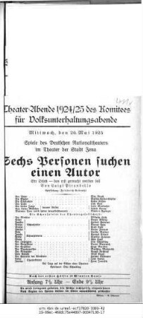 Sechs Personen suchen einen Autor