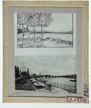 Dresden, Brühlsche Terrasse,Dresden, Augustusbrücke