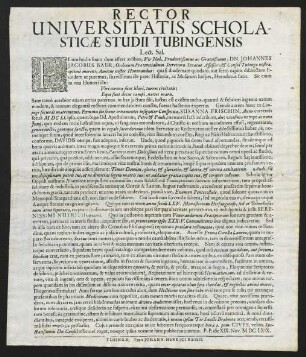 Rector Universitatis Scholasticae Studii Tubingensis Lect. Sal.