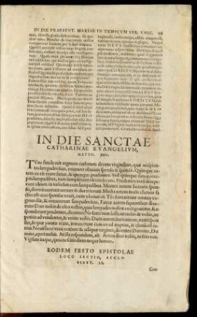 In Die Sanctae Catharinae ...