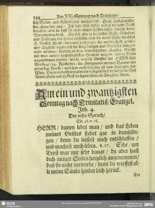 Am ein und zwantzigsten Sonntag nach Trinitatis, Evangel. Joh. 4
