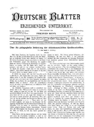 Über die pädagogischen Bedeutung der alttestamentlichen Quellenschriften : (Schluss)