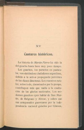 XV. Cantares históricos.