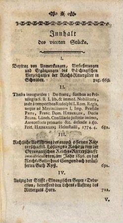 Johann Jacob Mosers Beyträge zu reichsritterschafftlichen Sachen, 4