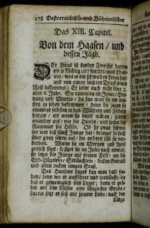 Das XIII. Capitel. Von dem Haasen/ und dessen Jagd