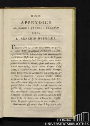 Appendice al saggio teorico-pratico sopra L' Arachis Hypogaea.