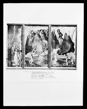 Altar des Jüngsten Gerichts — Altar im geöffneten Zustand — Die Drei linken Altartafeln, die Erlösten auf dem Weg zum Himmel