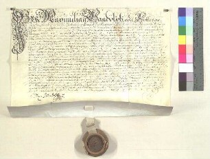 Erzbischof Maximilian Gandolph von Salzburg verleiht dem Leprosenhaus zu Mühldorf Wiesen im Innfeld, die nun als Acker genutzt werden, zu Lehen. S: Erzbischof Maximilian Gandolph von Salzburg