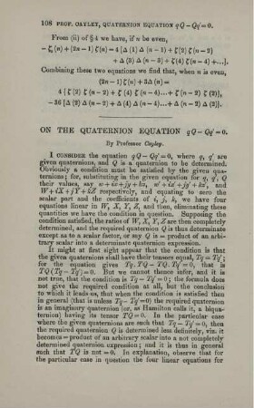 On the quaternion equation ... .