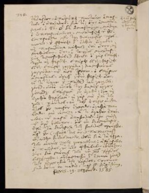 748, Finis. 19. Septemb. 1585.