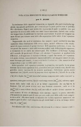 Nota sulla risoluzione delle equazioni numeriche.