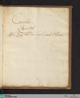 Comoedia, genandt Die Zweij Brüder ungleiches Humors - Cod. Durlach 95