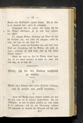 Mitel, sich bei den Kindern verächtlich zu machen.