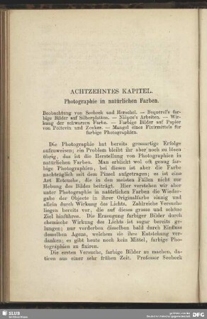 Achtzehntes Kapitel. Photographie in natürlichen Farben.
