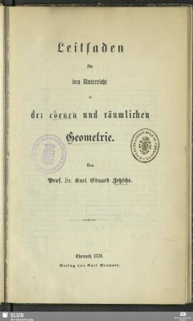 Leitfaden für den Unterricht der ebenen und räumlichen Geometrie
