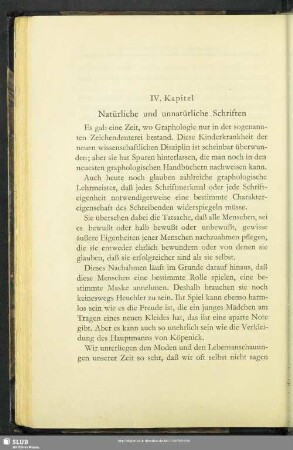 IV. Kapitel. Natürliche und unnatürliche Schriften