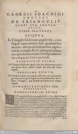 DE TRIANGULIS GLOBI CUM ANGULO RECTO. LIBER SECUNDUS.