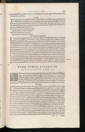 Furii Publii Fulgentii Mythologiarum Liber III.