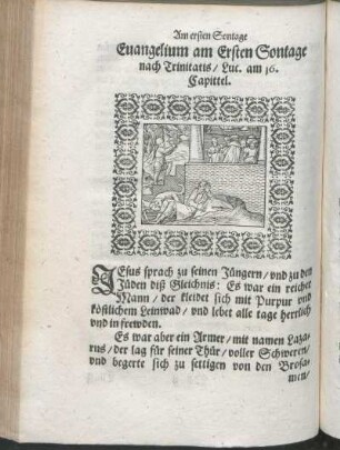 Euangelium am Ersten Sontage nach Trinitatis/ Luc. am 16. Capittel.