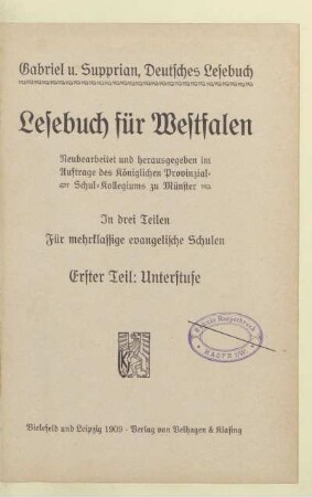 Teil 1 = Unterstufe, [Schülerband]: [Teil 1 = Unterstufe, [Schülerband]] : in drei Teilen ; für mehrklassige evangelische Schulen