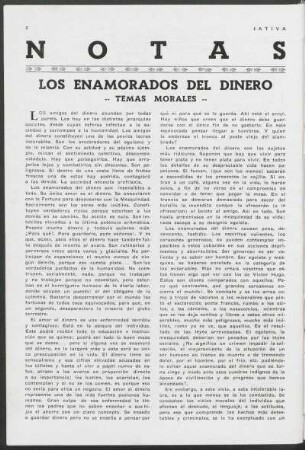 Notas - Los enamorados del dinero : Temas morales