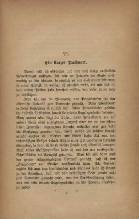 VI. Ein Kurzes Nachwort
