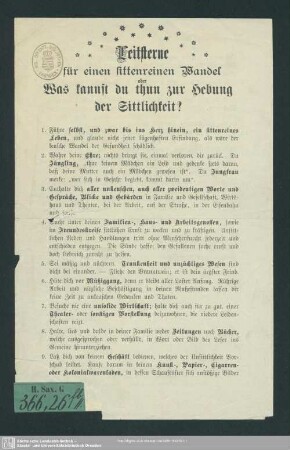 Leitsterne für einen sittenreinen Wandel oder was kannst du thun zur Hebung der Sittlichkeit?