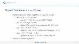 Early Vedic – Phonology, Part 2: Segmental Processes
