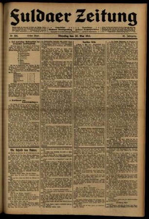 Erste Ausgabe vom Dienstag, den 20. Mai 1913.