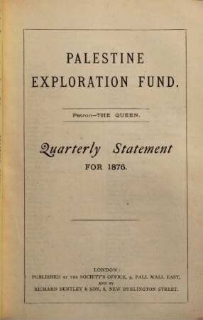 Quarterly statement, 1876 = Year 8