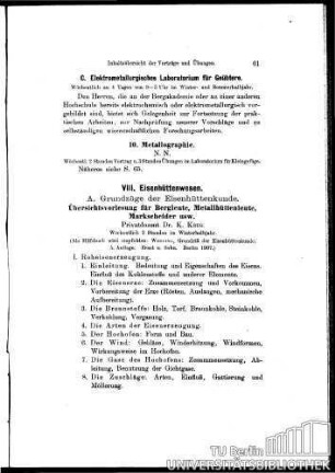 A. Grundzüge der Eisenhüttenkunde