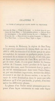 Chapitre V. La cour d'Annam en fuite dans la province