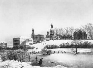 Ansicht von dem Königlichen Schauspielhause und Zwingerwall in Dresden