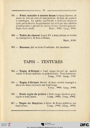 Tapis-Tentures (Nr. 304-315)