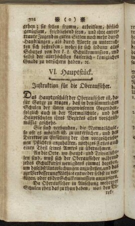 VI. Hauptstück. Instruktion für die Oberaufseher.