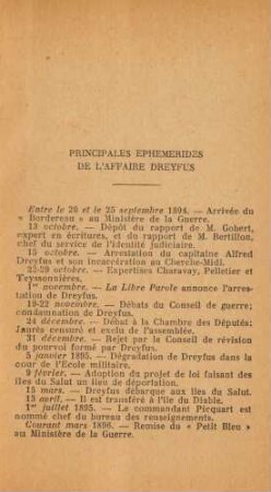 Principales Ephermerides De L'Affaire Dreyfus