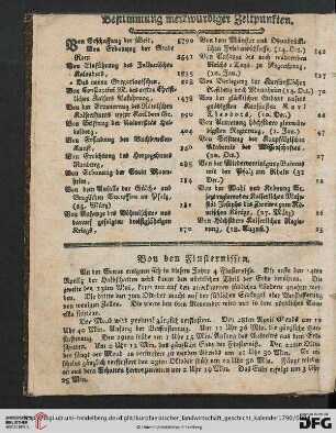 Bestimmung merkwürdiger Zeitpunkten