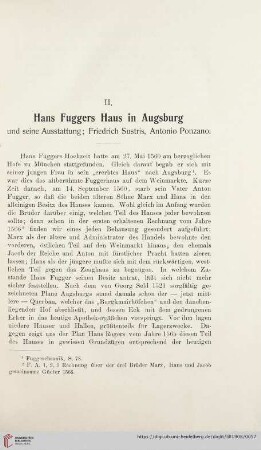 II. Hans Fuggers Haus in Augsburg und seine Ausstattung; Friedrich Sustris, Antonio Ponzano