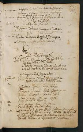 Winterhalbjahr 1715/1716 Rektorat Johann Christoph Pfaff