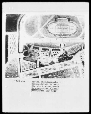 Berlin, ehemalige Rennbahn Grunewald mit Entwurf für ein Stadion, heute Reichssportfeld