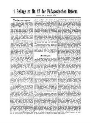 Verbesserungen : 1. Beilage zu Nr. 47 der Pädagogischen Reform