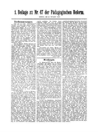 Verbesserungen : 1. Beilage zu Nr. 47 der Pädagogischen Reform