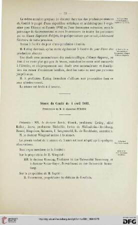 Séance du Comité du 4 avril 1881