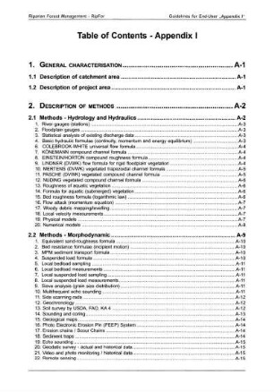 Table of contents - Appendix I
