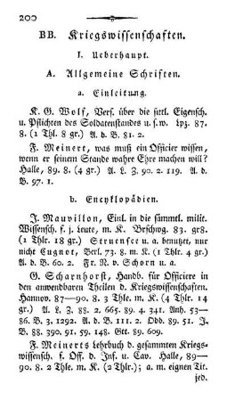 BB. Kriegswissenschaften.