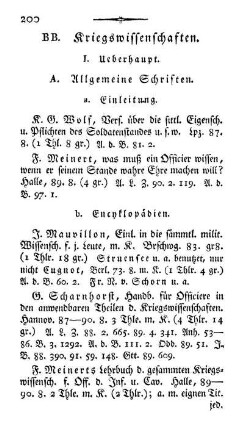 BB. Kriegswissenschaften.